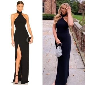 Amanda Uprichard XL Black Halter Queen Gown Maxi Dress